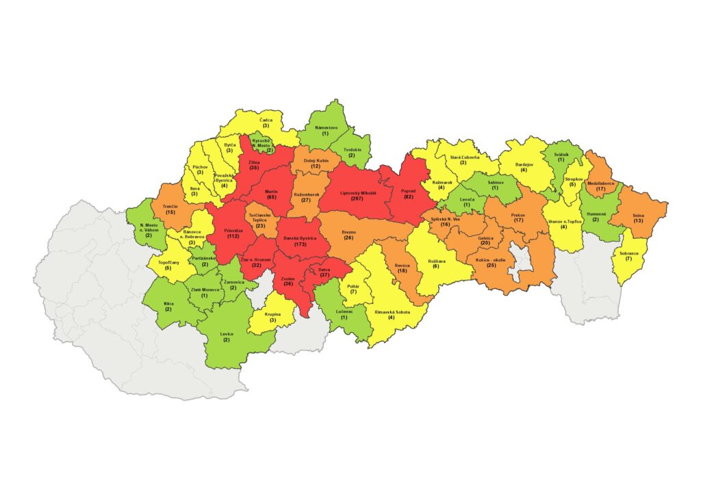Mapa Hlásenia výskytu medveďa hnedého k 6.7.2026
